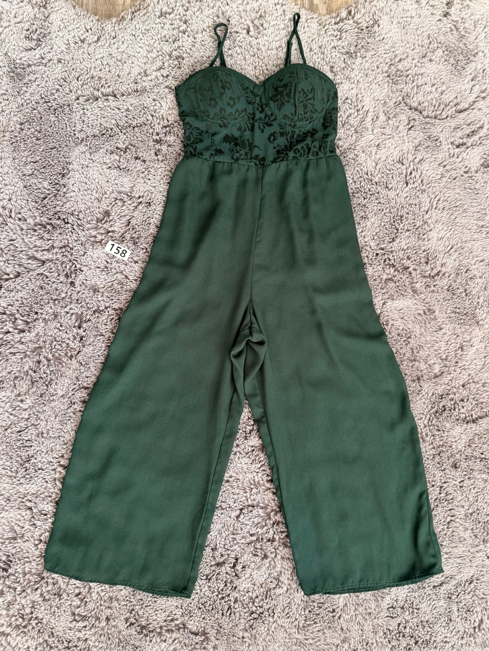 Xhilaration Forest Green Lace Bodice Wide-Leg Jumpsuit